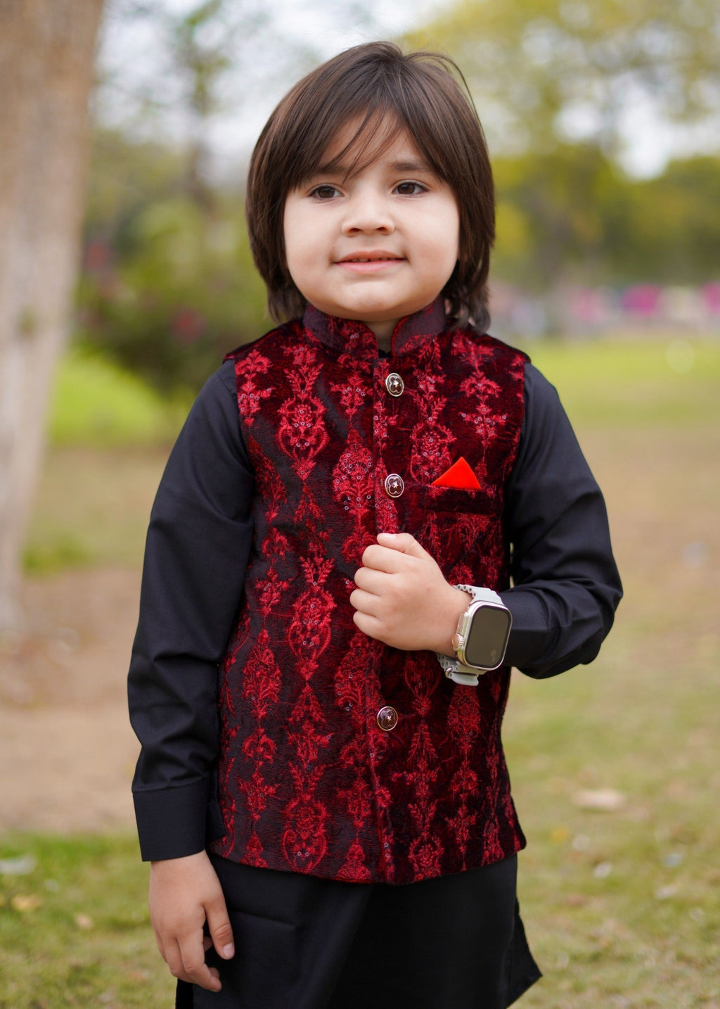 Red Velvet Waistcoat Suit EW 48