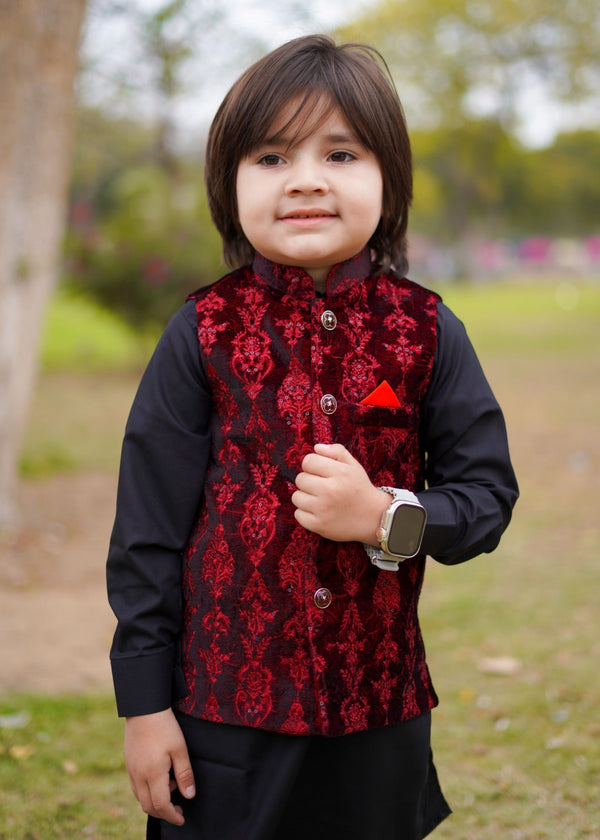 Red Velvet Waistcoat Suit EW 48