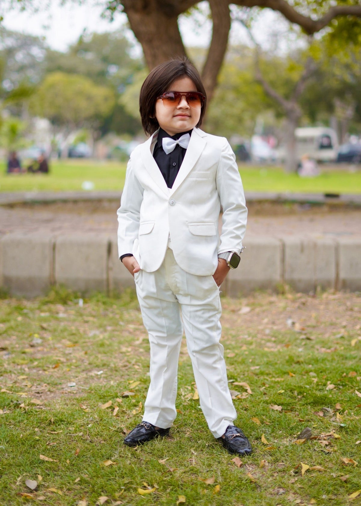 5pcs White Suit (Coat+Waistcoat+Pant+Shirt+Bow) CPS 009 Main image