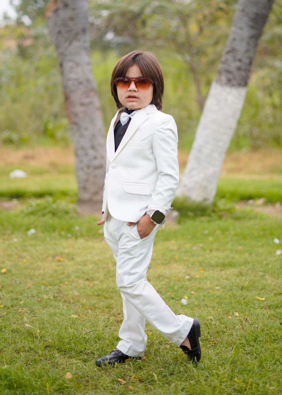 5pcs White Suit (Coat+Waistcoat+Pant+Shirt+Bow) CPS 009