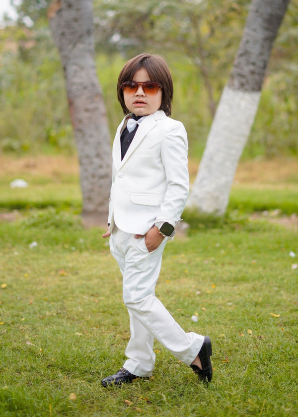 5pcs White Suit (Coat+Waistcoat+Pant+Shirt+Bow) CPS 009