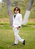 5pcs White Suit (Coat+Waistcoat+Pant+Shirt+Bow) CPS 009
