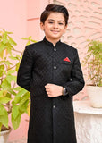 Black Jamawar Sherwani - S9