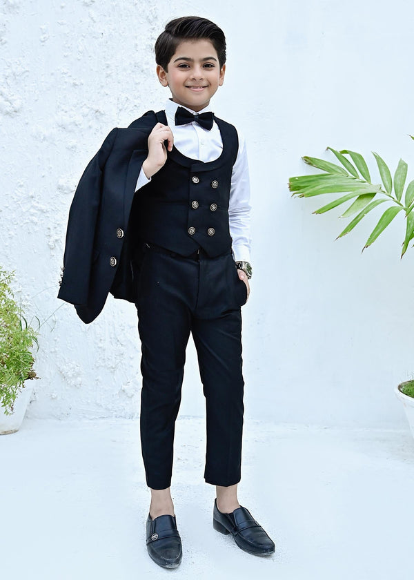 5pcs Black suit (Coat+Waistcoat+Pant+Shirt+Bow) - CPS 001
