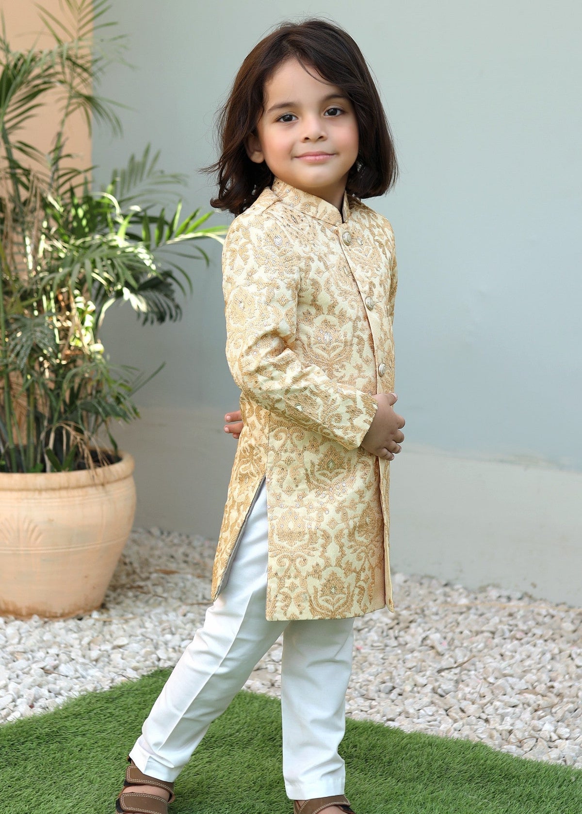Cream Goldenrod Sherwani S30