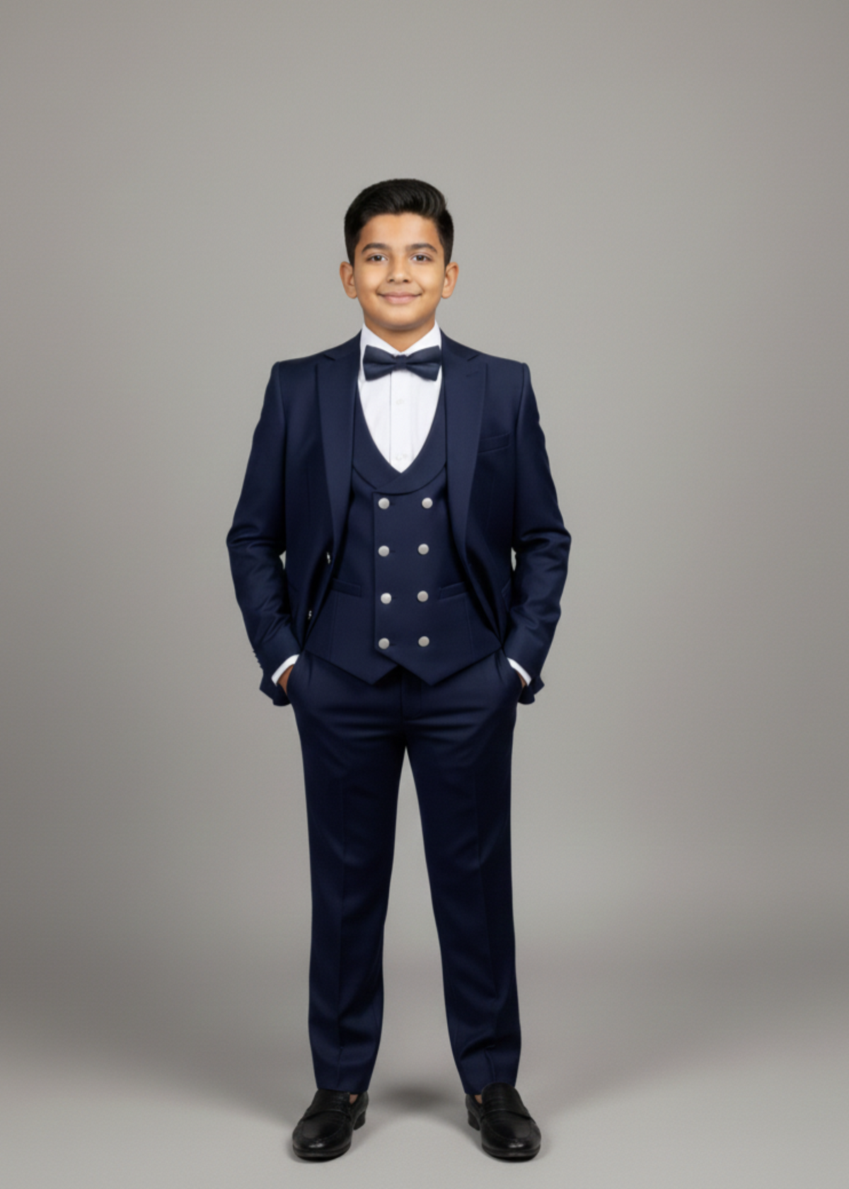 5pcs Blue suit (Coat+Waistcoat+Pant+Shirt+Bow) - CPS 002