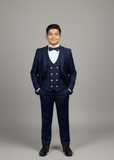 5pcs Blue suit (Coat+Waistcoat+Pant+Shirt+Bow) - CPS 002