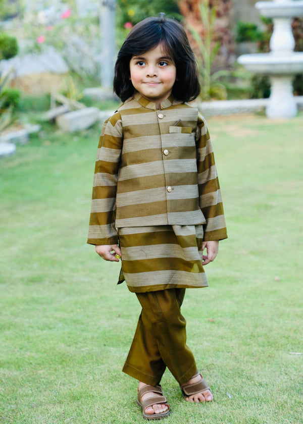 Olive Green Wasistcoat Suit AHW 025