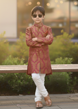 Maroon And Gold Sherwani S41