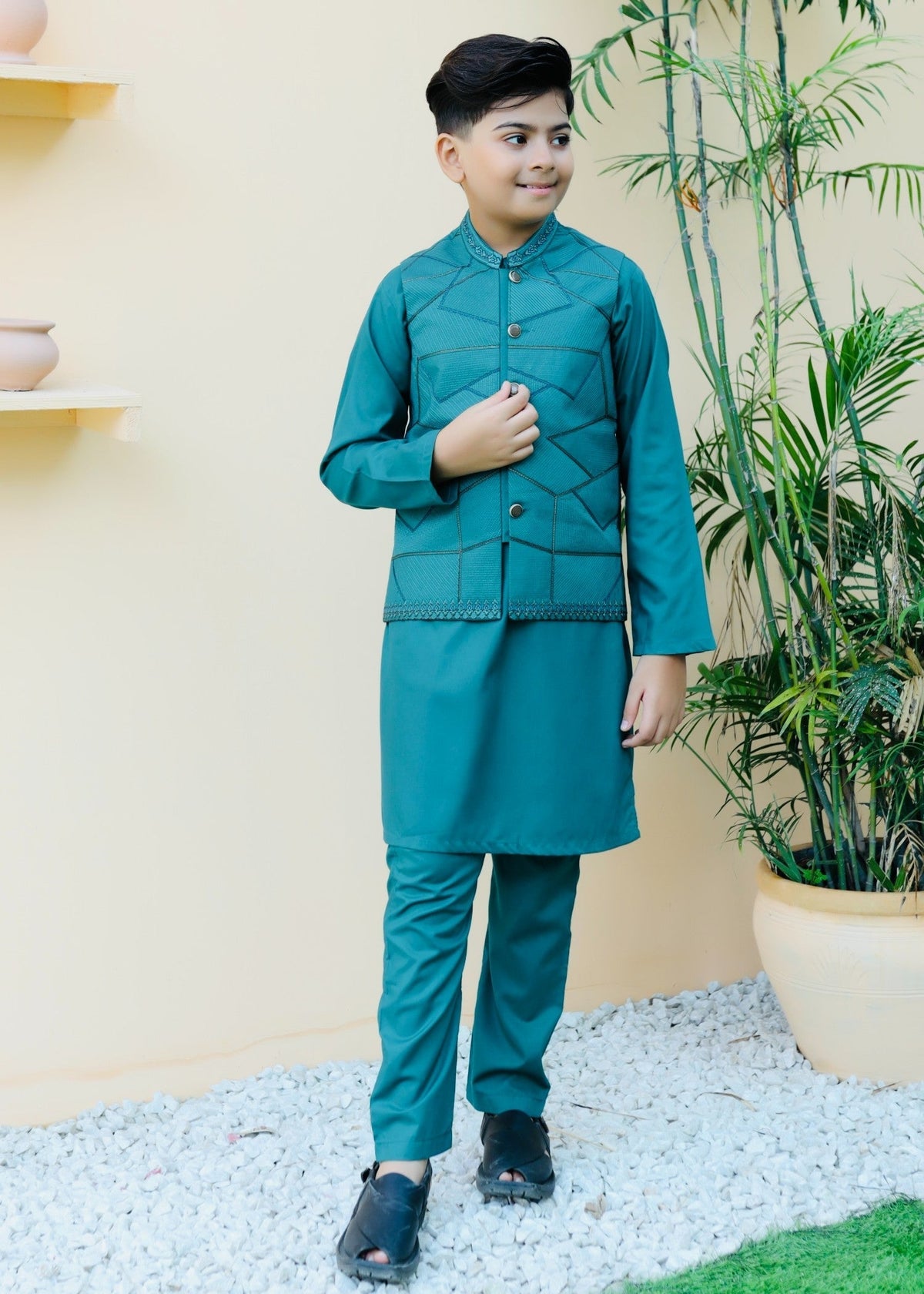 Teal Waistcoat Suit AHW 013
