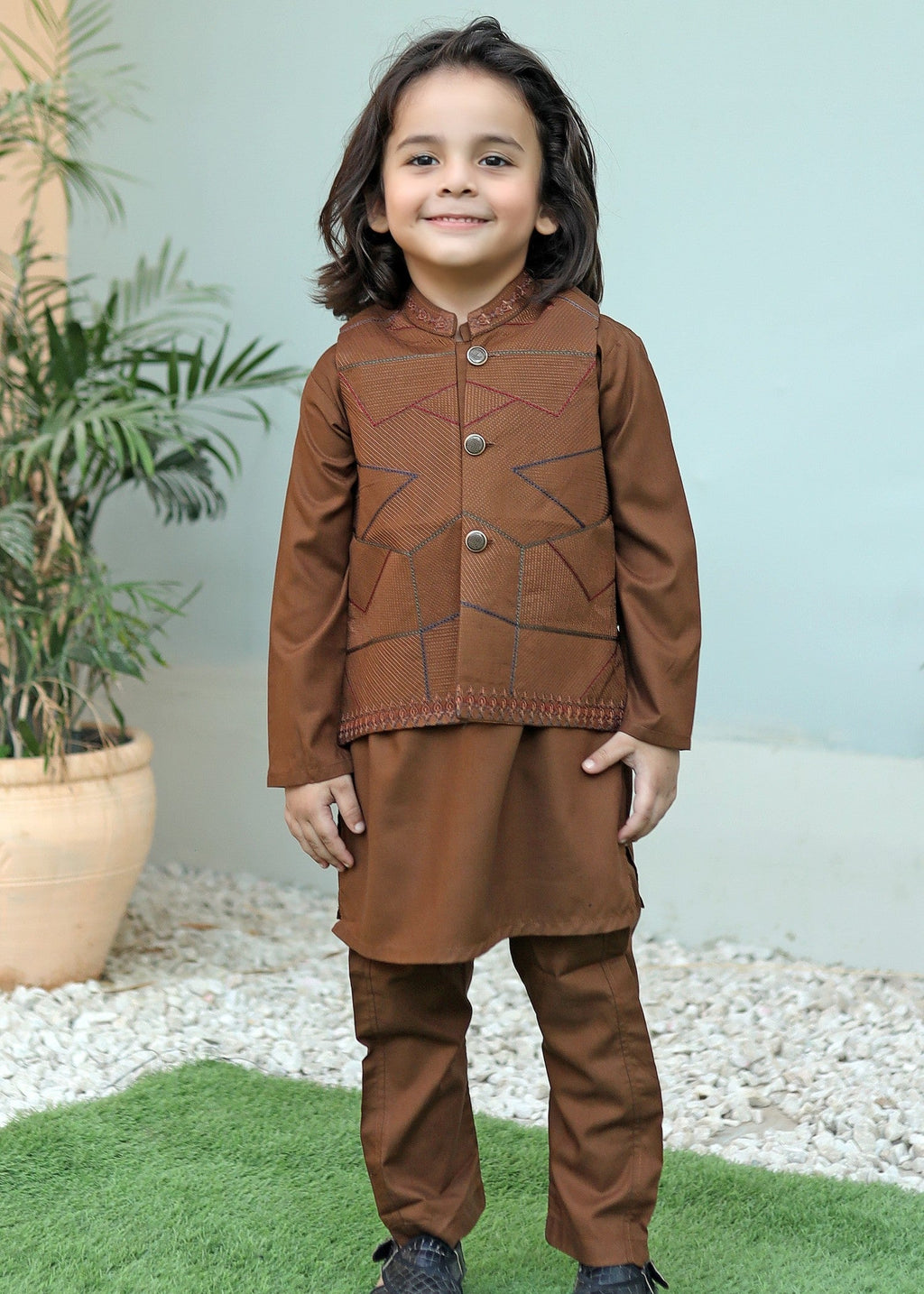 Tawny Brown Waistcoat Suit AHW 015