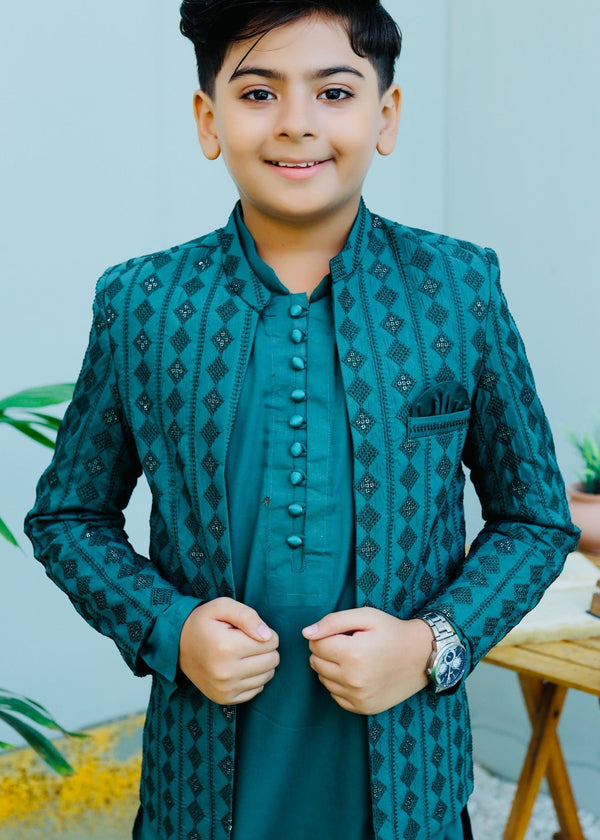 Parrot Green Prince Coat Suit P33