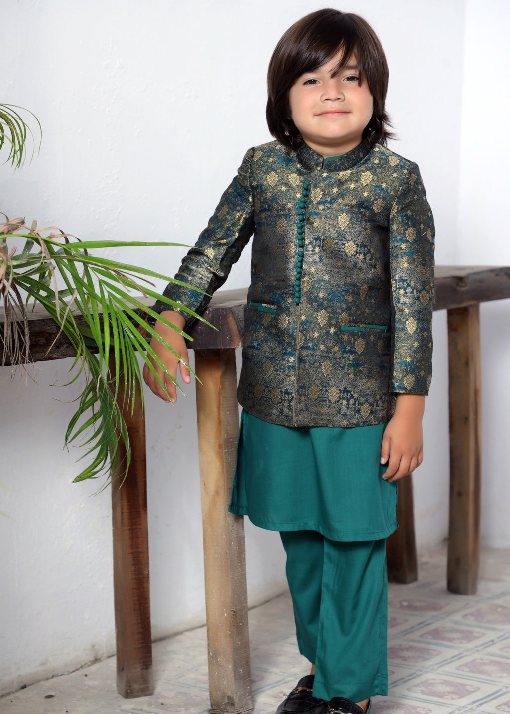 Green And Golden Prince Coat Suit P28