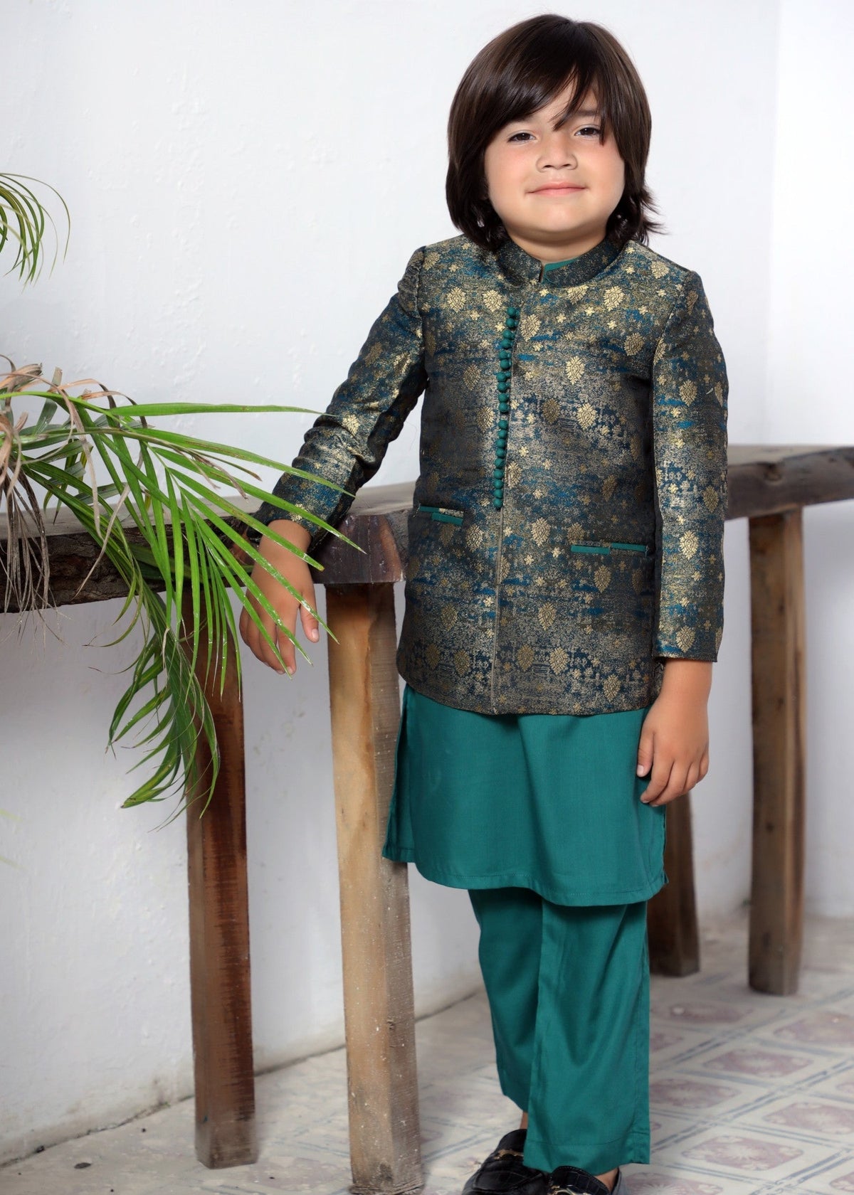 Green And Golden Prince Coat Suit P28
