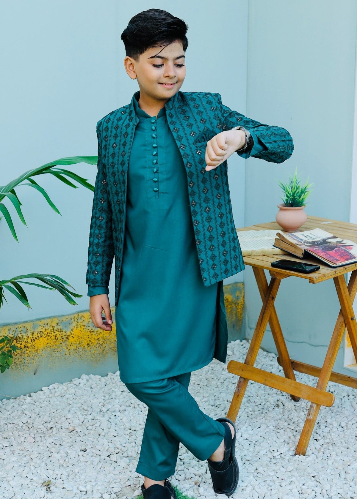 Parrot Green Prince Coat Suit P33 Main image