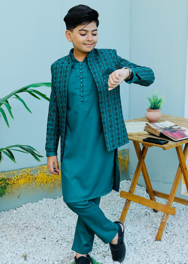 Parrot Green Prince Coat Suit P33