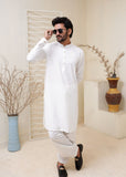 White Kameez Shalwar with Metal Button- HM 009