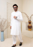 White Kameez Shalwar with Metal Button- HM 009