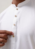White Kameez Shalwar with Metal Button- HM 009