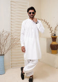 White Kameez Shalwar with Metal Button- HM 009
