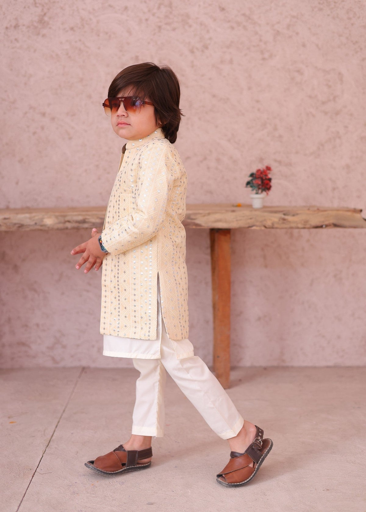 Cream Open shervani - S22 Main image