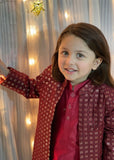 Red Long Open Sherwani S24