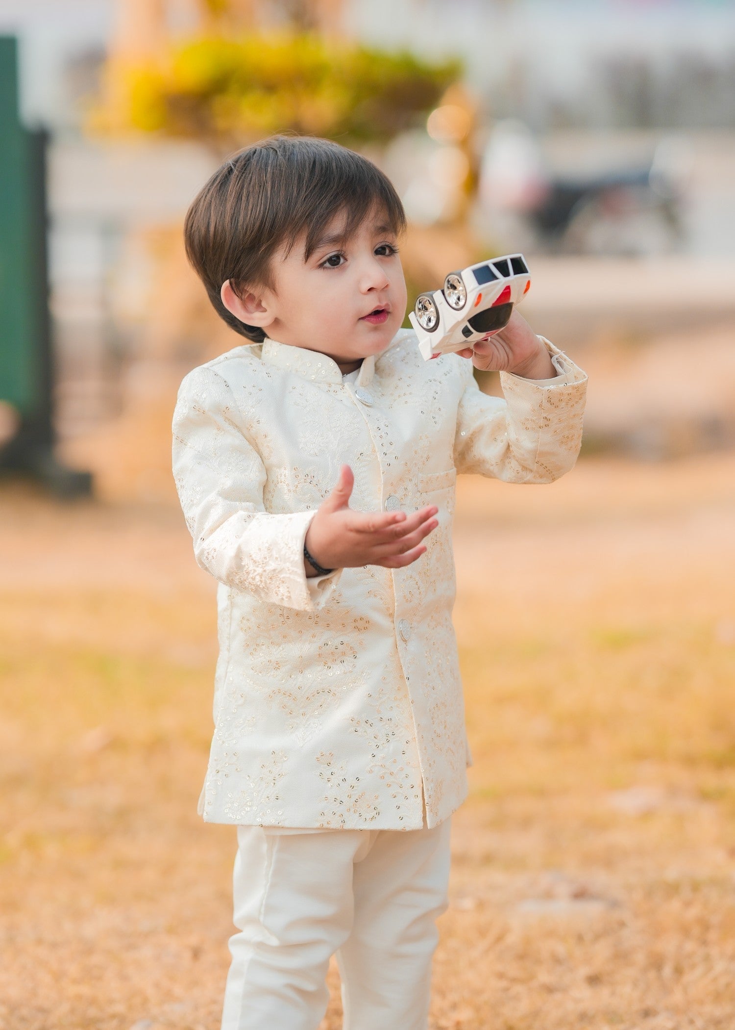 Pearl White Open shervani -S23 Secondary image