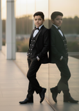 5pcs Black suit (Coat+Waistcoat+Pant+Shirt+Bow) - CPS 001