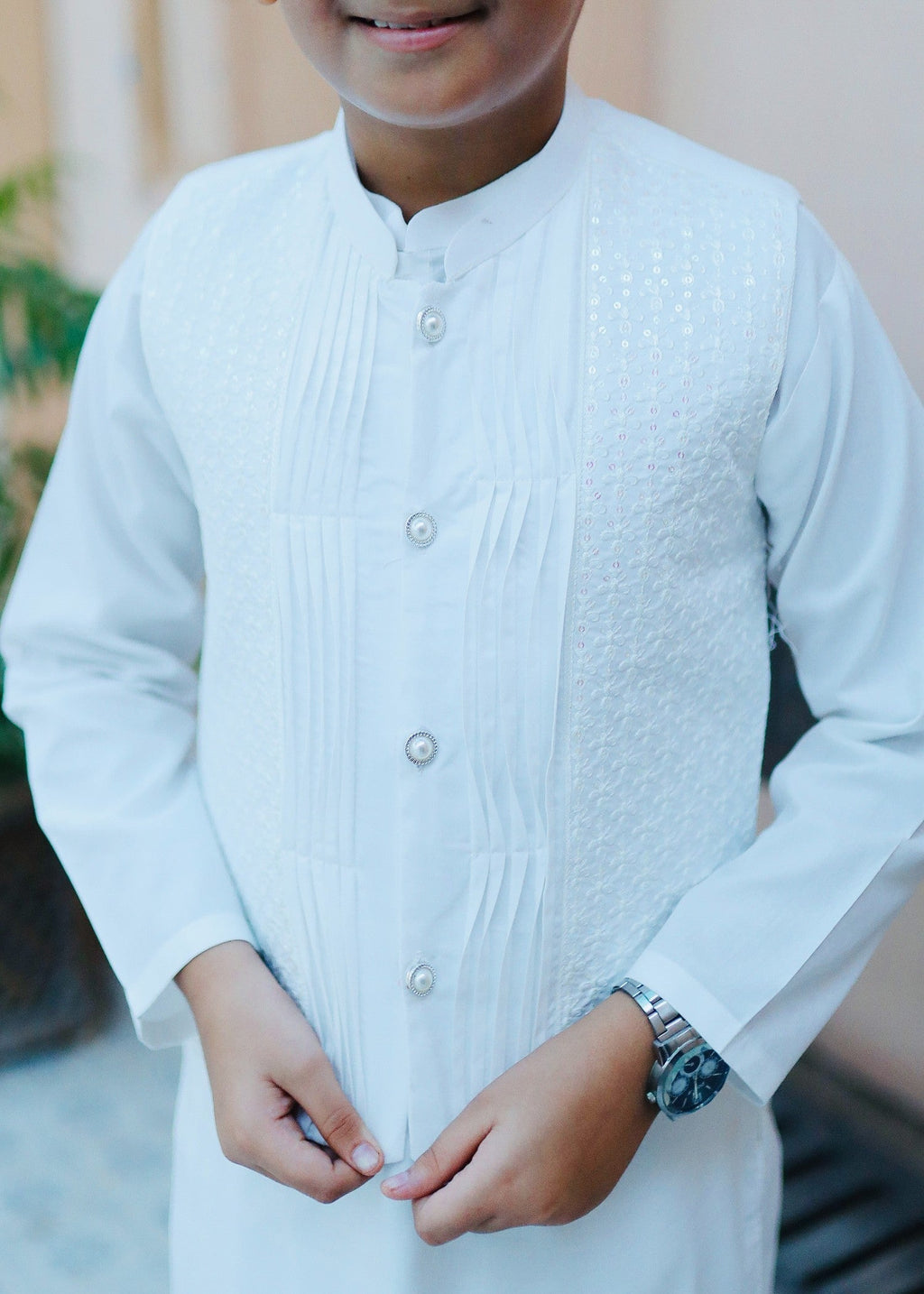 White Waistcoat Suit AHW 010
