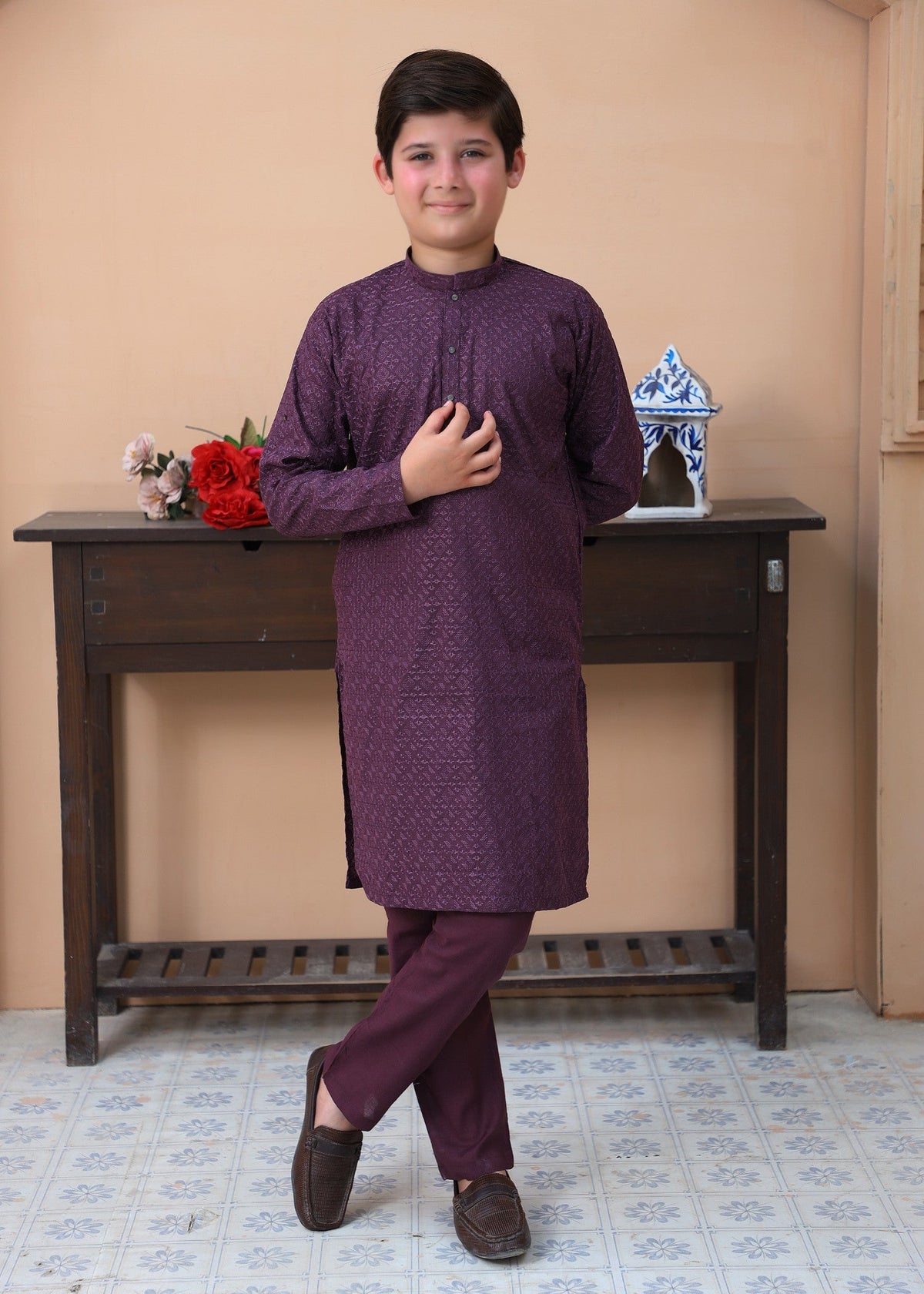 Grape Purple chicken Kurta Trouser - CK 004
