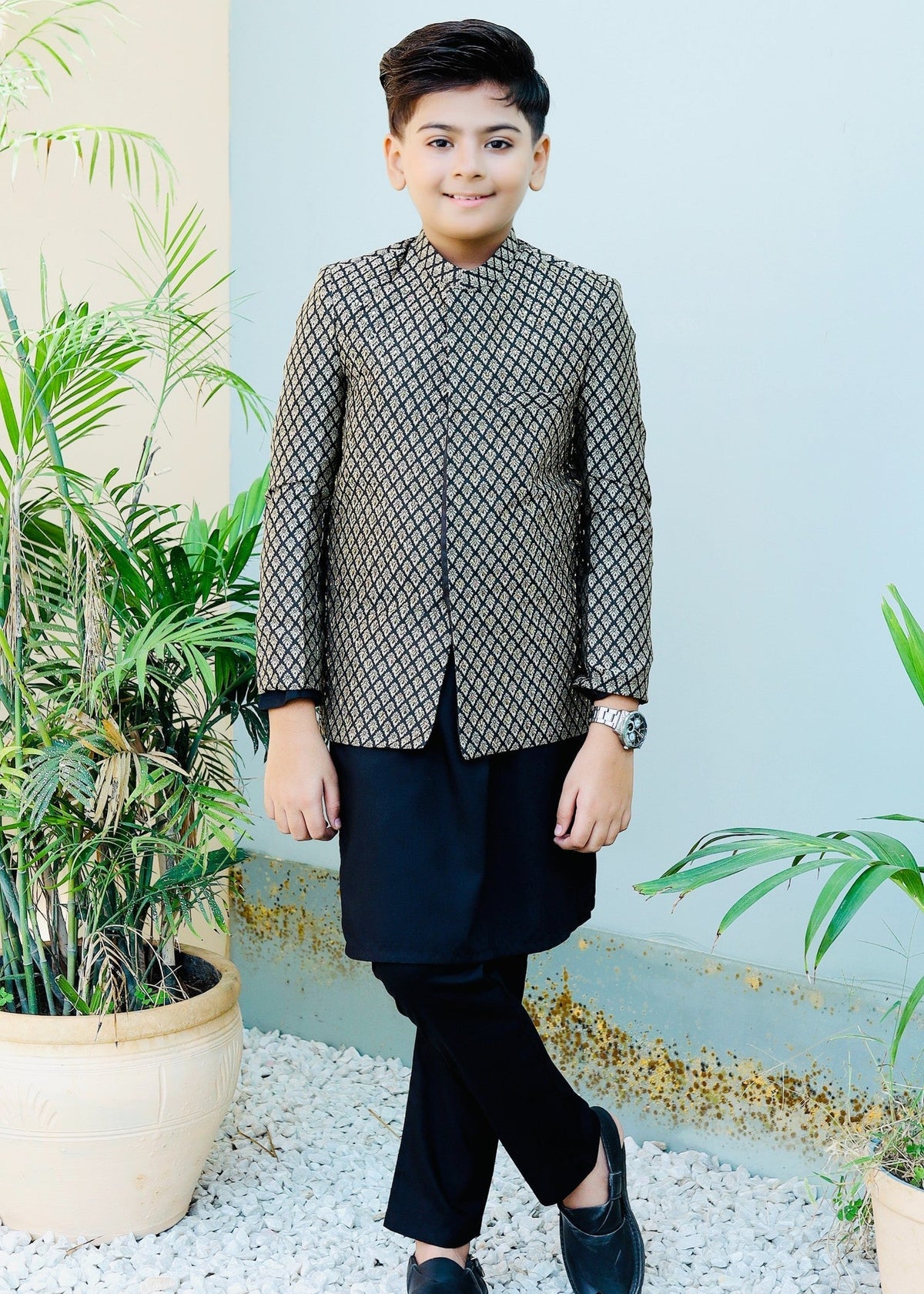 Silver And Black Prince Coat Suit P32 Main image