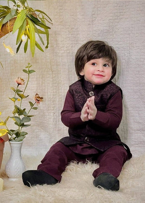 Burgundy Waistcoat Suit - WKS 017