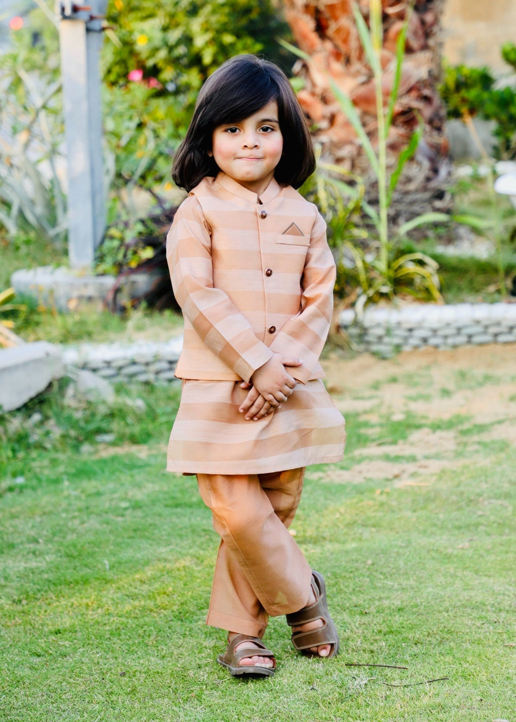 Peach Orange Waistcoat Suit AHW 017