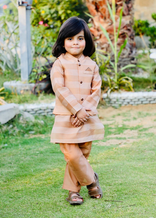 Peach Orange Waistcoat Suit AHW 017