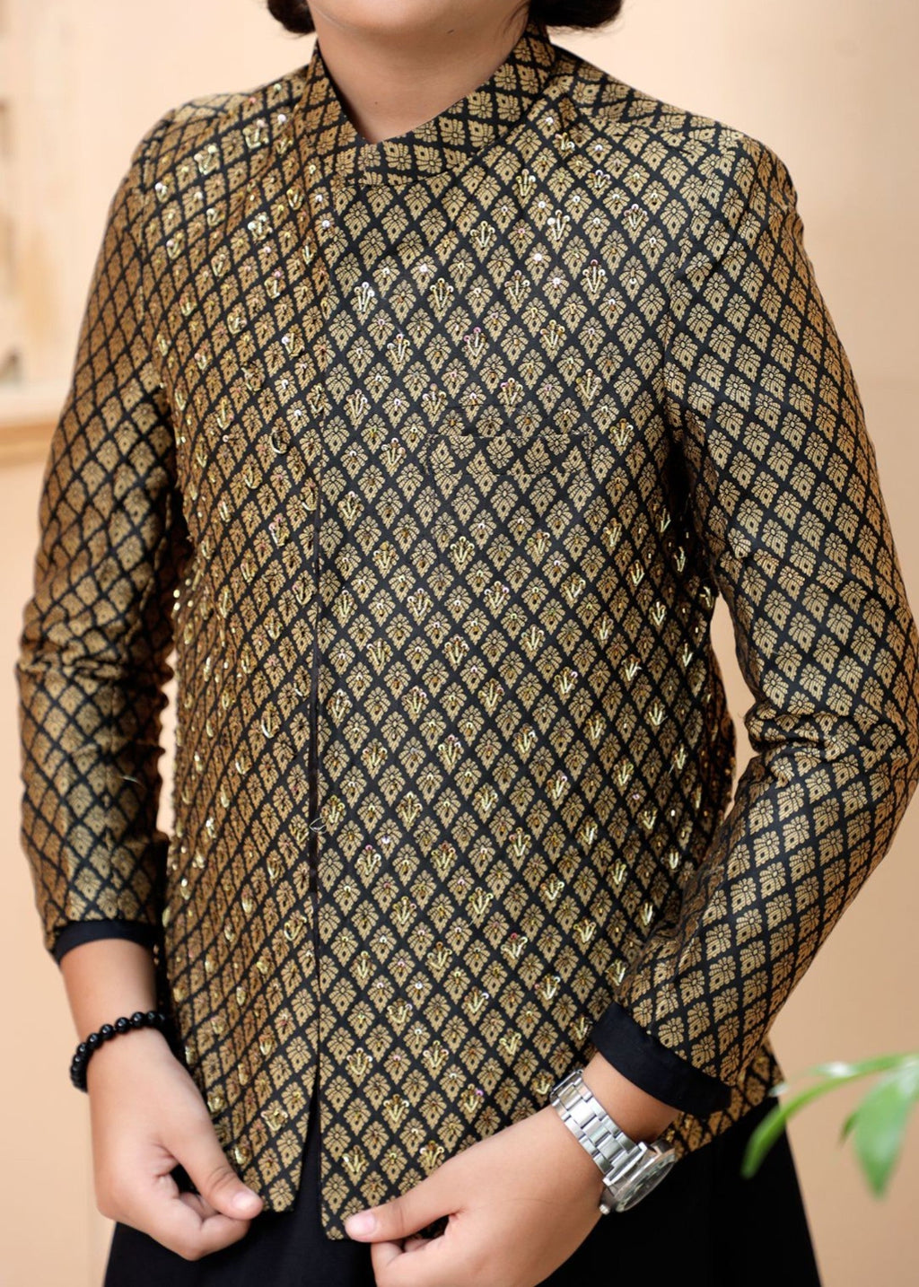 Copper And Black Prince Coat Suit - P25