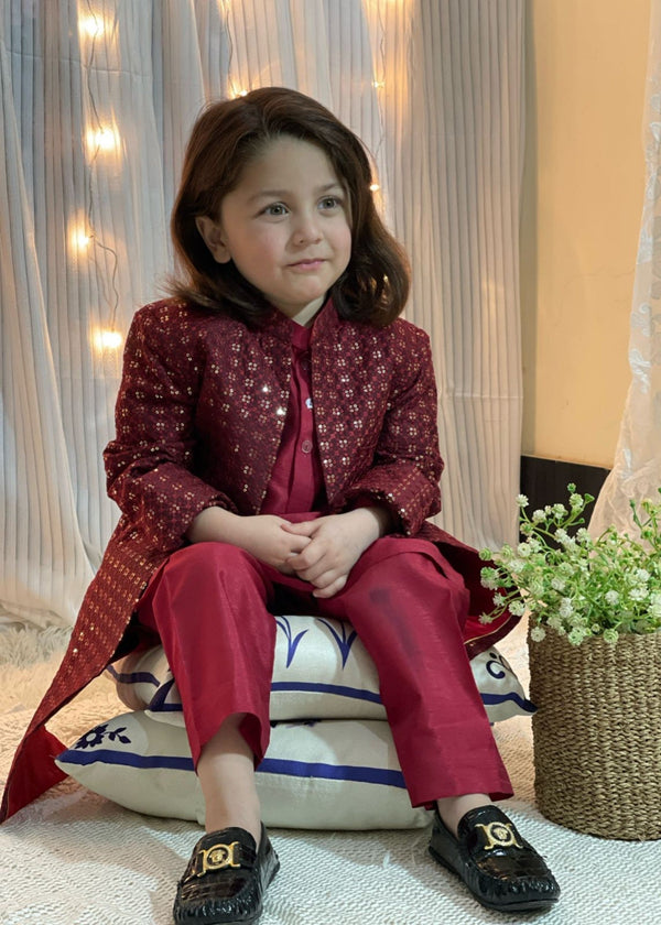 Red Long Open only Sherwani S24