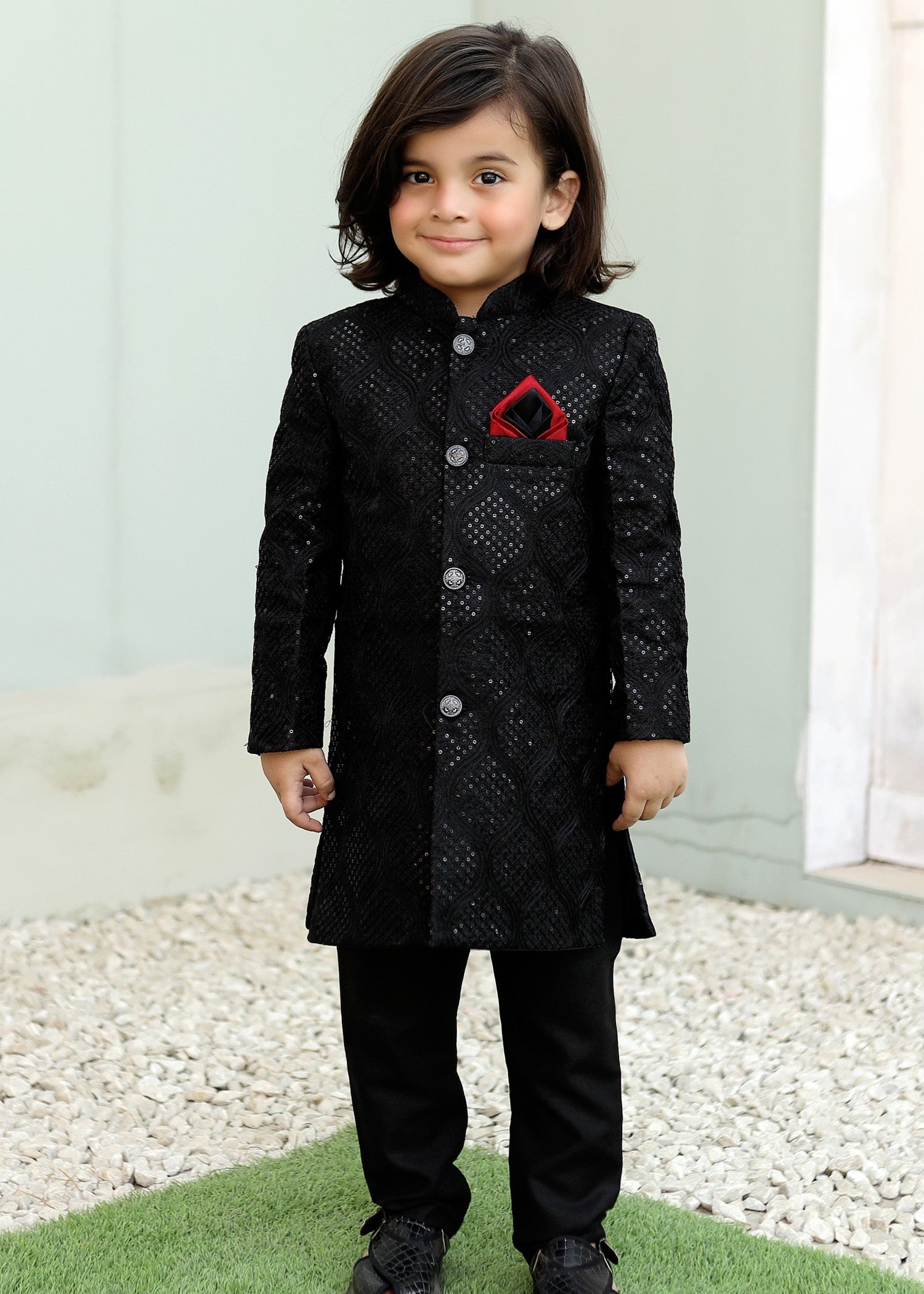 Caviar Black Sherwani S27 Secondary image