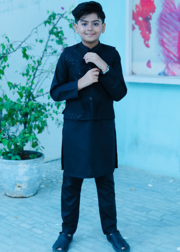 Black Waistcoat Suit AHW 011
