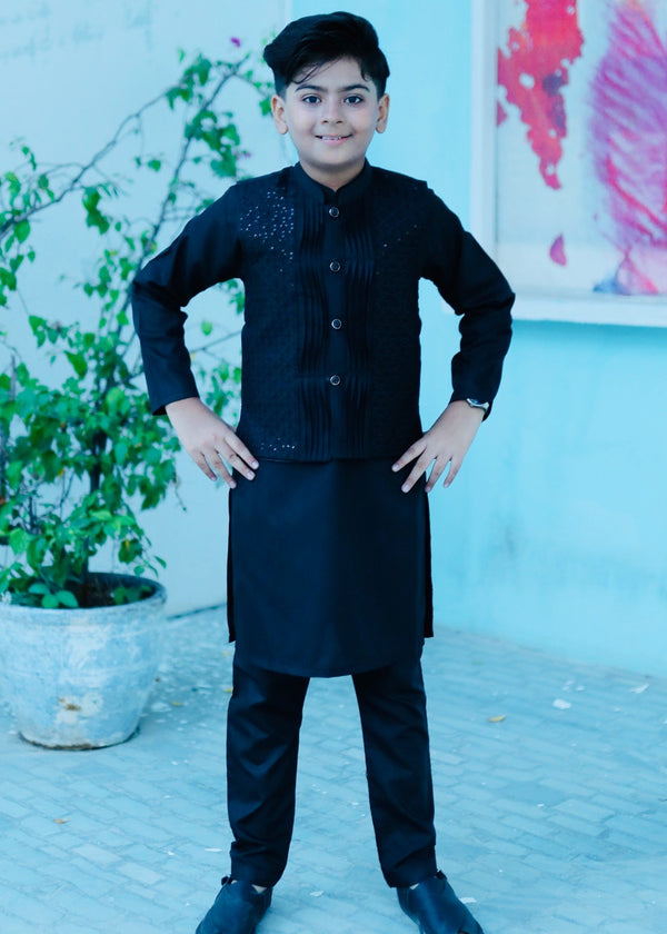 Black Waistcoat Suit AHW 011