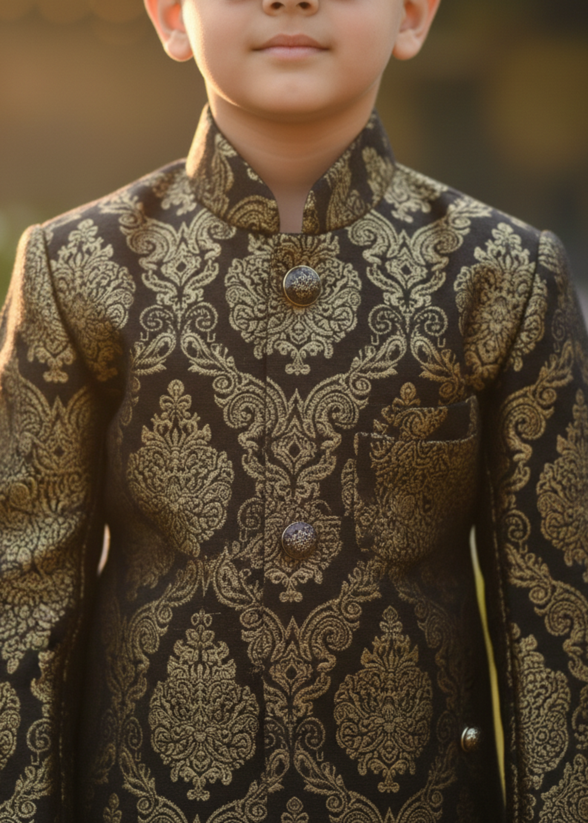 Black And Gold Sherwani S40