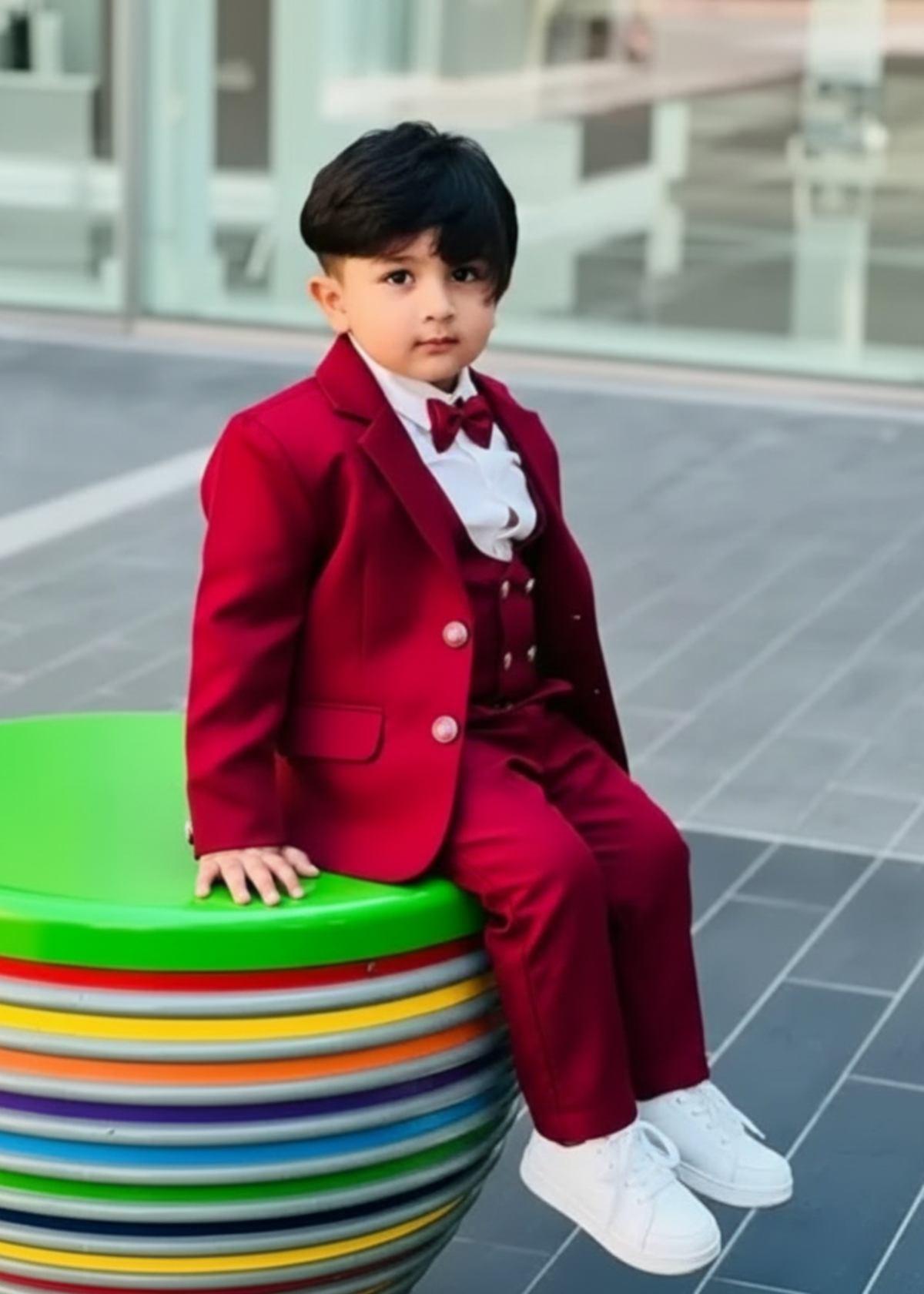 5pcs red suit (Coat+Waistcoat+Pant+Shirt+Bow) - CPS 010 Main image