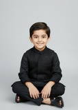 Matte Black Waistcoat Suit-AHW-027