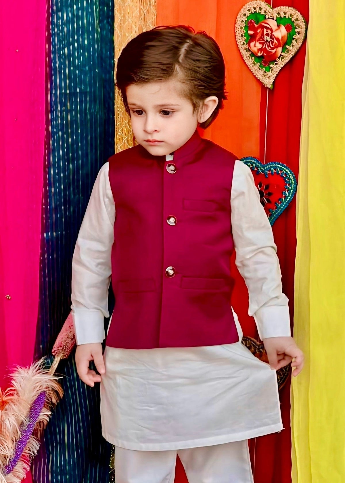 Maroon Waistcoat Suit EW37