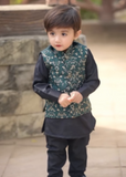 Leaf Green Embroidered Waistcoat Suit - V25