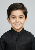Matte Black Waistcoat Suit-AHW-027