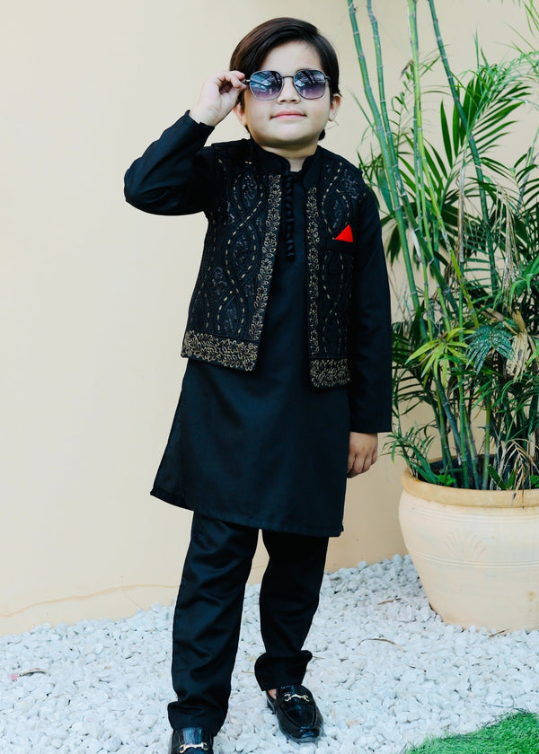 Black Waistcoat Suit AHW 008