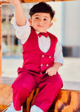 4pcs Maroon Suit (Waistcoat+Pant+Shirt+Bow) CPW 008