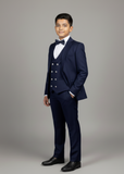 5pcs Blue suit (Coat+Waistcoat+Pant+Shirt+Bow) - CPS 002