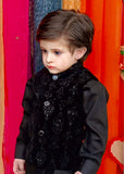 Black Velvet Waistcoat Suit EW55