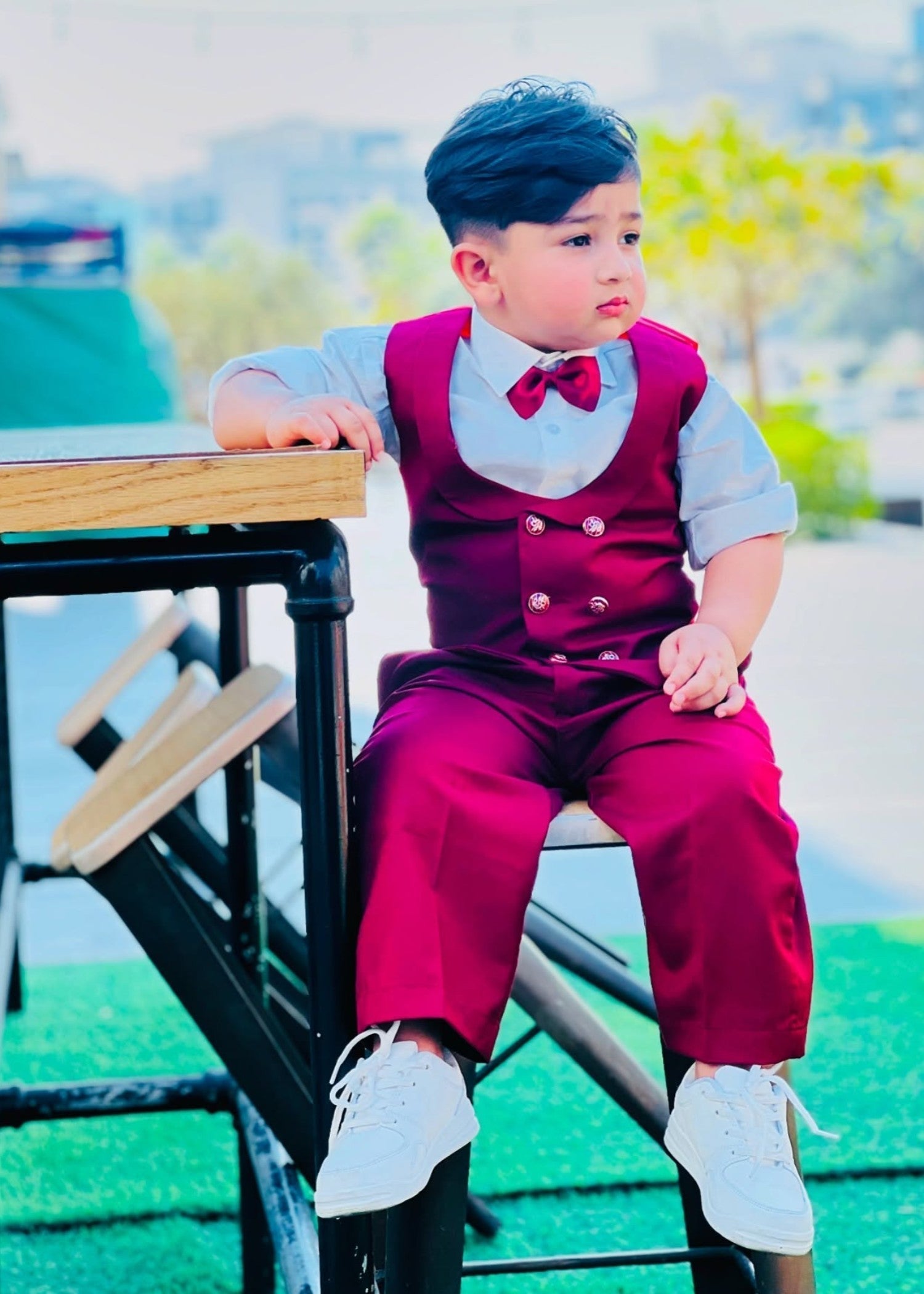 4pcs Maroon Suit (Waistcoat+Pant+Shirt+Bow) CPW 008 Secondary image